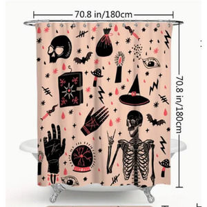 New! Pink & Black SPELLBOUND Shower Curtain - Valentine Witchery